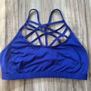 Calia By Carrie Underwood Sports Bra Strappy Caged Front T Back in Blue Size L